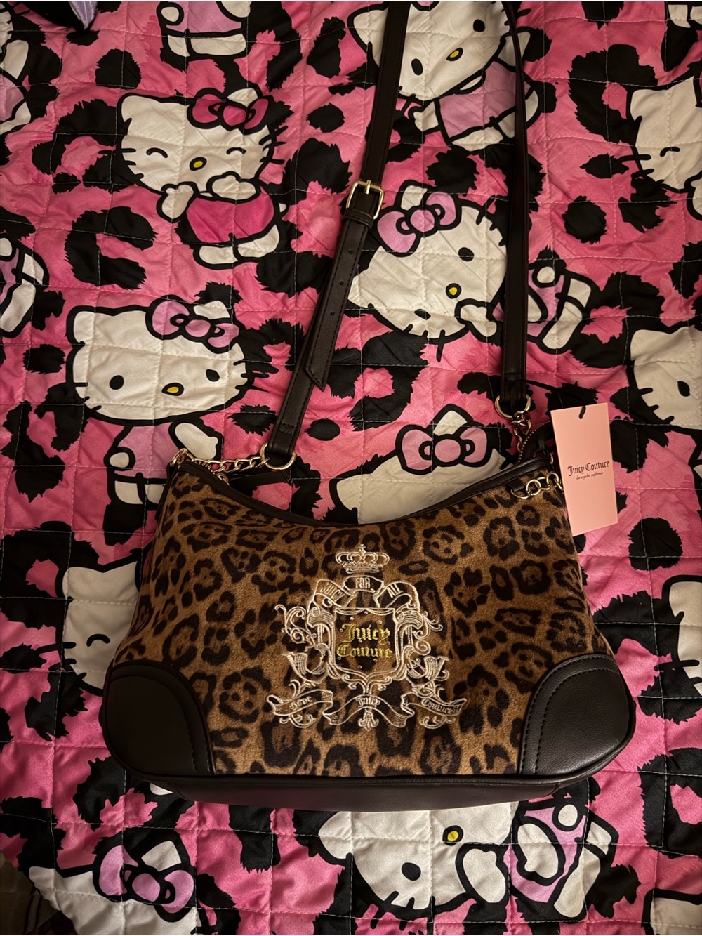 Juicy Couture Leopard Print Crossbody Bag in Brown and Black